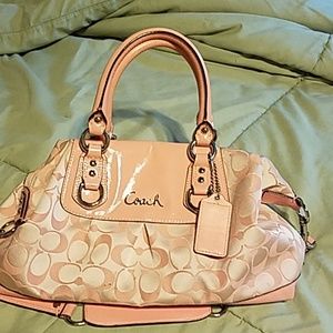 Coach purse w/ matching wristlet and key chain